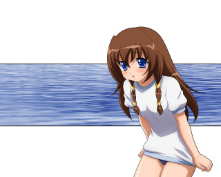 Aguri uchida brown hair water - flowing hair free wallpaper