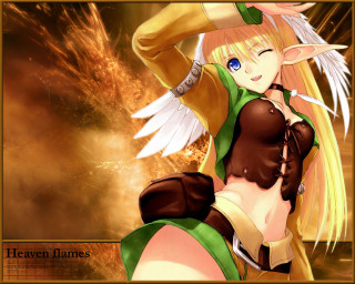 Blonde elf fantasy sword wings - a costume free wallpaper