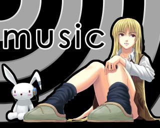 Girl rabbit music anime lyco - free neon wallpaper for desktop