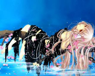 Woman lion anime gothic ocean - her back free wallpaper