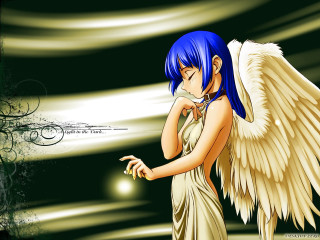 Blue haired angel wings gothic - a finger free wallpaper