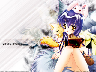 Anime girl cat lap bed - her lap and a cat free wallpaper