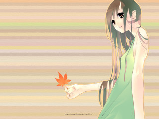 Girl leaf autumn anime dress - a finger free wallpaper