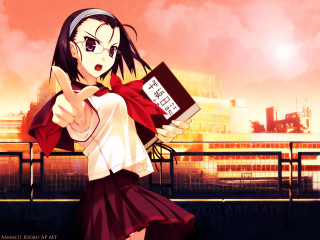 Girl redskirt pointing anime roskaku - a red skirt free wallpaper for desktop