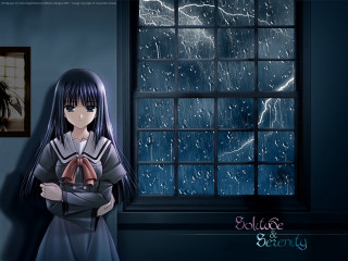 Girl window lightning gothic portrait - gloomy atmosphere free wallpaper