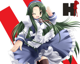 Green haired maid ensemble highdef - ultra high definition free wallpaper