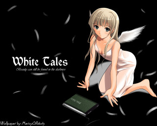 Angelic woman white dress book - anime visual free wallpaper