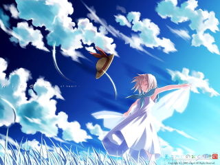 Girl white dress kite clouds - a kite in the sky free wallpaper