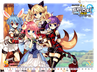 Anime girls clouds cat fox - official art free wallpaper for desktop