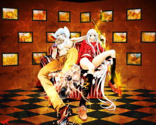 Fantasy anime chess fire argyle - the wall behind them free wallpaper