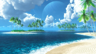 Tropical island beach palm trees 2 - a tropical island free wallpaper