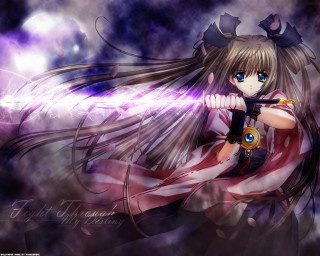 Anime girl sword flag moon - a anime girl free wallpaper for desktop