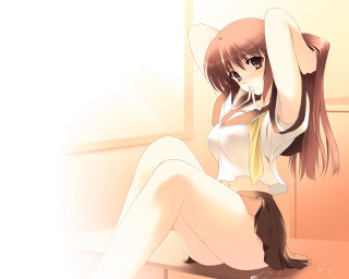 Woman sitting crossed legs anime 3 - her leg free wallpaper