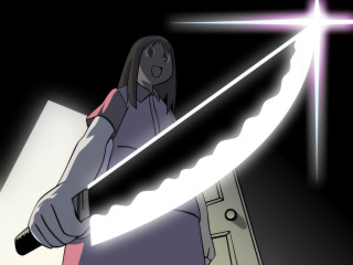 Woman sword star cross backlighting - the wall behind her free wallpaper for desktop