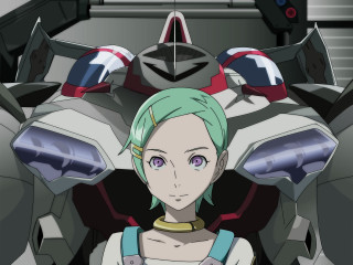 Green hair girl robot suit - mecha free wallpaper