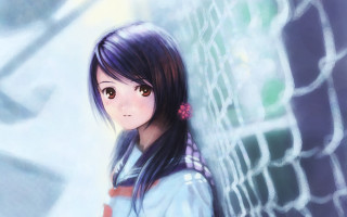 Girl fence flower backpack anime - a fence free wallpaper