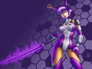 Woman purple sword flame background - a purple outfit holding free wallpaper