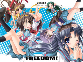 Anime girls freedom illustration album - below them free wallpaper