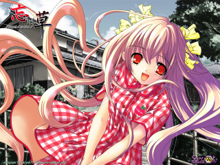 Girl longhair pinkdress wind sōsaku - a pink dress free wallpaper for desktop