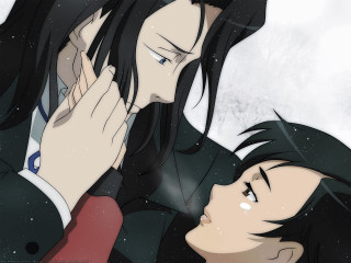 Snow touching couple aurora night - nose free wallpaper