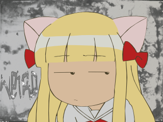 Cartoon girl blonde red bow - grungy free wallpaper for desktop