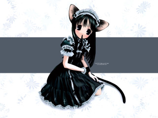 Gothic anime catgirl lolita snowflake - striped free wallpaper