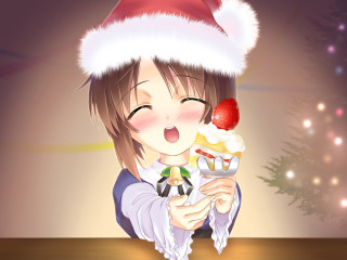 Girl santa hat cupcake christmas - a cherry free wallpaper