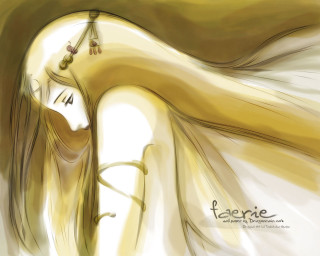 Woman longhair necklace fantasy yellow - a digital painting of a woman free wallpaper