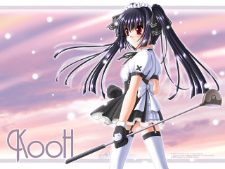 Girl maid hat cane golf - a short skirt holding free wallpaper