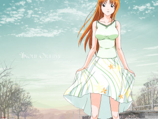 Girl dress field trees sky - the background and a sky background free wallpaper