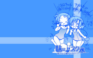Anime girls hug blue background 5 - a blue background behind them free wallpaper