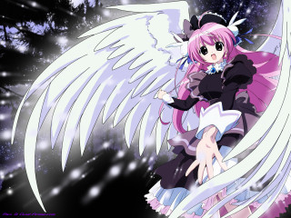 Angelic snow girl moonlight pink - white wing free wallpaper