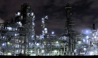 Industrial plant night lights large - andreas gursky free wallpaper for desktop