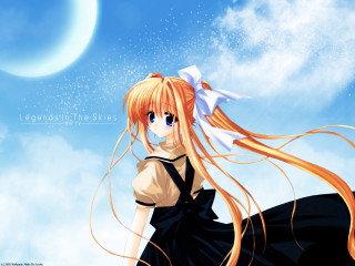 Girl long hair bow moon - a moon in the background free wallpaper