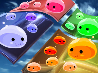 Colored objects sky clouds blue - 2 d game art free wallpaper for desktop