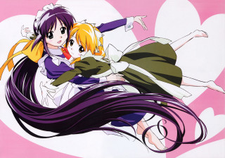 Anime couple hugging purple pink - a heart free wallpaper for desktop