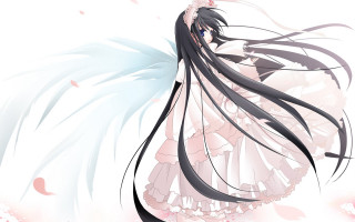 Gothic anime angel wings cherry - long hair and a dress free wallpaper
