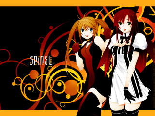 Anime girls longhair blackwhite outfits 2 - a red hair free wallpaper