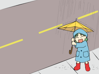 Aqua green hair girl rain - a cartoon girl holding free wallpaper