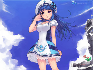 Sailor girl train blue sky - a train free wallpaper