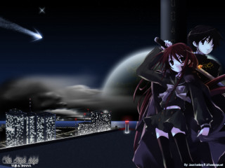 Anime city night shootingstar aurora - shooting free wallpaper for desktop