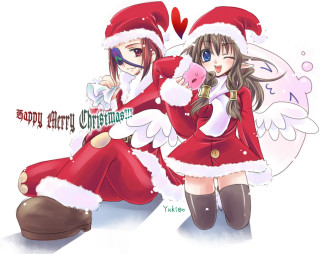 Christmas anime girls santa reindeer - a merry christmas free wallpaper