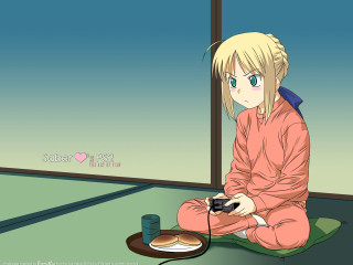 Anime girl sitting tatami remote - a remote control free wallpaper