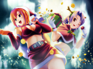 Anime girls christmas dance coins - a purple dress free wallpaper