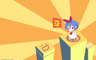 Cartoon character pedestal flag background - isometric free wallpaper for desktop