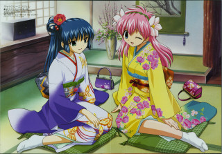 Anime girls flower kimono sake - aya goda free wallpaper for desktop