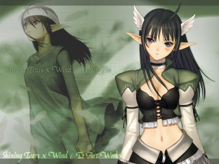 Fantasy elf girls green outfits - horn free wallpaper