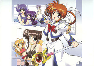 Anime girls colorful costumes sword - a toy free wallpaper