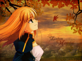 Girl longhair autumn leaves sunset - lyco art free wallpaper for desktop