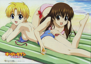 Beach anime girls bikini bathing - the beach together free wallpaper